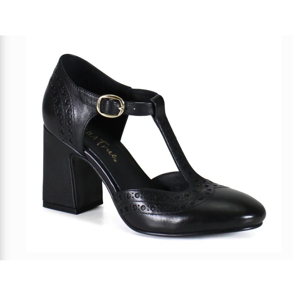 Diba True Juke Box Leather T-Strap Pumps Black Size 9